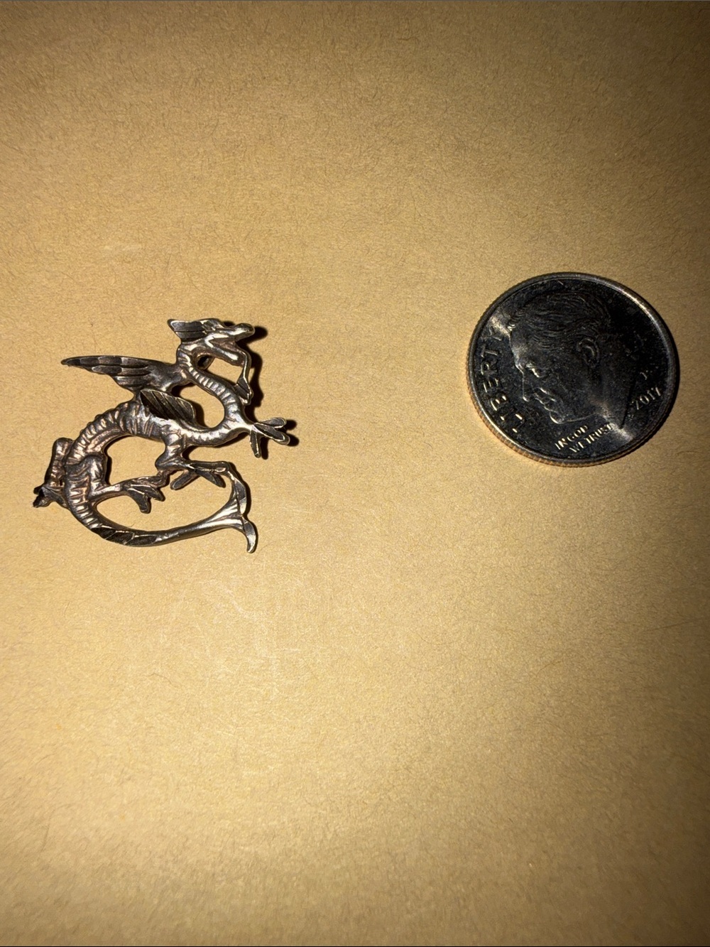 Vintage Sterling Silver Dragon Charm
